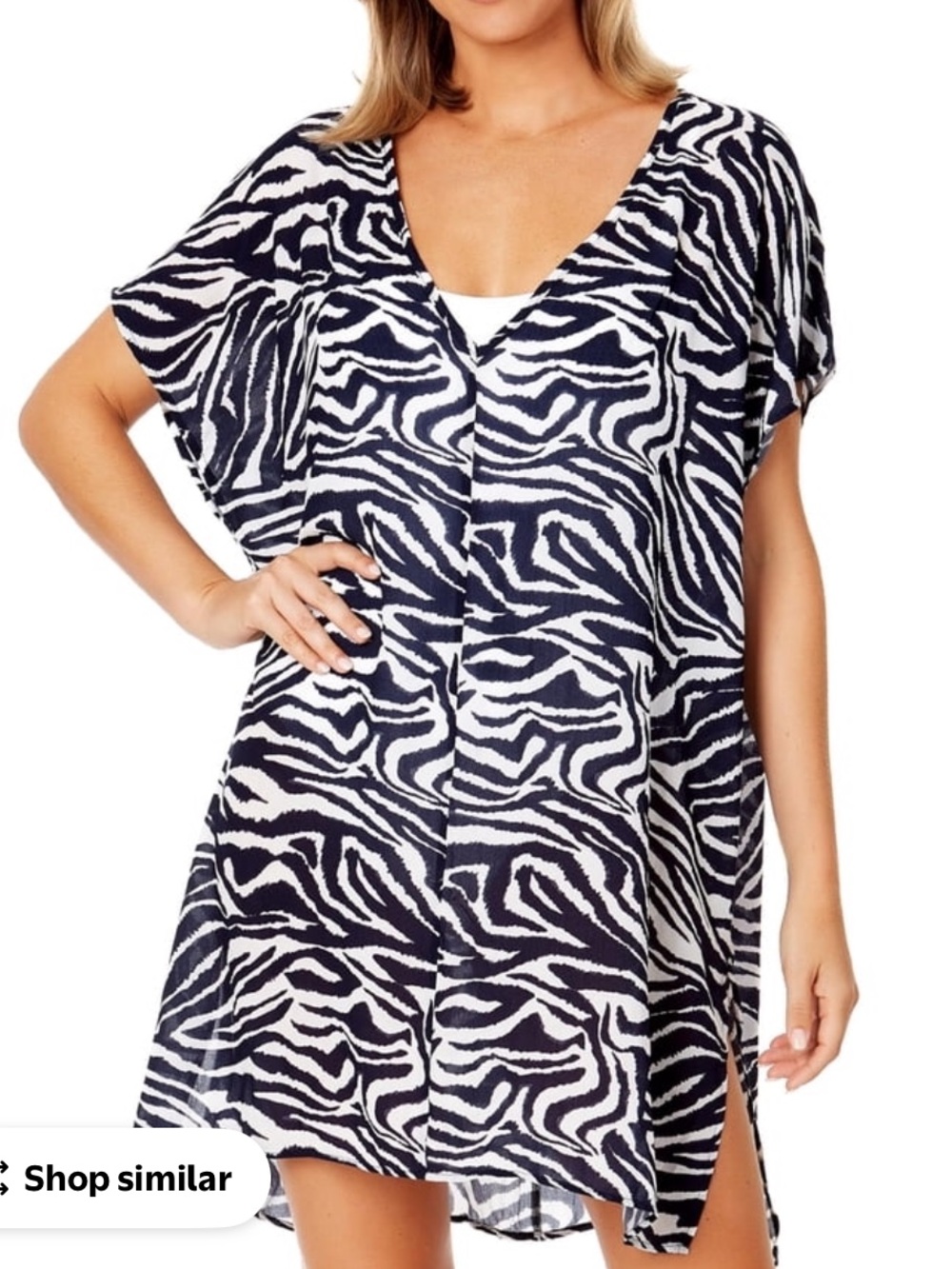 NWT Anne Cole Zebra Shadow Easy Tunic Swimsuit Cover Up